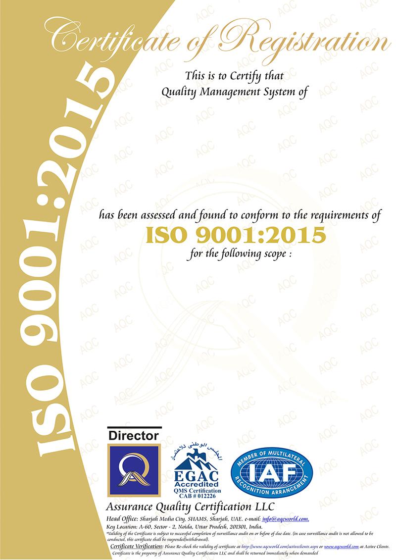 ISO 9001 Certificate